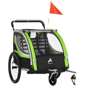 Kiddie Cruiser: 3-in-1 Emerald Bike Trailer, Stroller & Jogger with Safety Harnesses & Storage Galore
