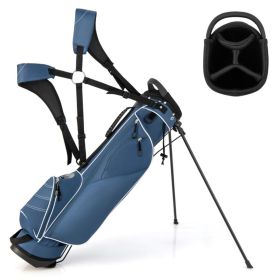 Blue Golf Stand Bag 3-Way Dividers Polyester Lightweight with 4 Zipper Pockets for Travel