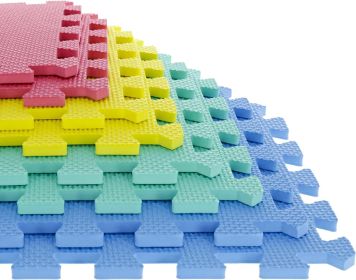 Interlocking Floor Mats - 8-Piece Nontoxic Exercise Mat or Play Mat for Toddlers, Babies or Kids - Foam Padding for Home Gym by Stalwart (Multicolor)