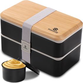 Bento Box Adult Lunch Box with Compartments for Women & Men,(47oz)Stackable Japanese Bento Lunchbox
