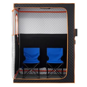 2 Person Portable Infrared Sauna for Home, Upgraded Full Body Home Spa Tent with 2 Foldable Chairs & Heated Mat & Remote