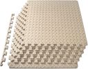ProsourceFit Puzzle Exercise Mat ½ in, EVA Interlocking Foam Floor Tiles for Home Gym, Mat for Home Workout Equipment, Floor Padding for Kids, Cream
