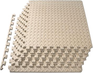 ProsourceFit Puzzle Exercise Mat ½ in, EVA Interlocking Foam Floor Tiles for Home Gym, Mat for Home Workout Equipment, Floor Padding for Kids, Cream