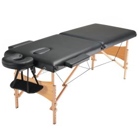 Portable Massage Table 28" W, 2 Folding Lightweight Massage Table, 8-Level Height Adjustable Salon Tattoo Bed, Spa Table with Headrest, Armrests