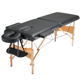 Portable Massage Table 24" W, 2 Folding Lightweight Massage Table, 8-Level Height Adjustable Salon Tattoo Bed, Spa Table with Headrest, Armrests