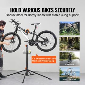 Bike Repair Stand, 80 lbs Heavy-duty Steel Bicycle Repair Stand, Adjustable Height Bike Maintenance Workstand with Magnetic Tool Tray Telescopic Arm