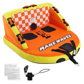 Towable Tube for Boating, 1-2 Riders Inflatable Towable Tubes with Deck Seats and Backrest, 340 lbs Water Sport Tube for Boat to Pull