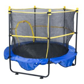 5FT Trampoline for Kids, 60" Indoor Outdoor Trampoline with Safety Enclosure Net, Basketball Hoop and Ocean Balls