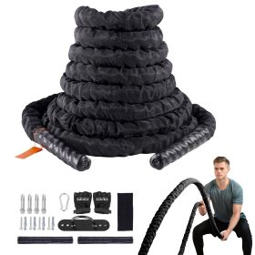 Battle Rope, 1.5 Inch Diameter 30Ft Length Polyester Exercise Rope, Battle Exercise Equipment with Protective Sleeve & Anchor