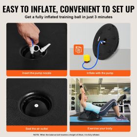 Half Exercise Ball Trainer, 23 inch Balance Ball Trainer, 660 lbs Capacity Stability Ball, Yoga Ball with Resistance Bands and Pump