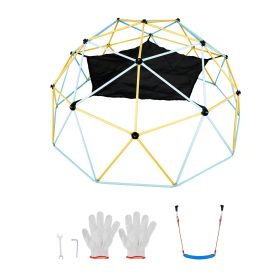 Climbing Dome, for Kids 3 to 10 Years Old,10FT Geometric Dome Climber with Hammock and Swing, Jungle Gym Supports 750LBS and Easy Assembly