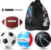 4 Pcs Sport Balls Set Official Size Athletic Balls Include Soccer, Football, Basketball