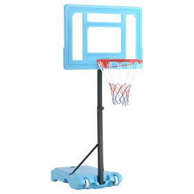 Poolside Basketball Hoop Stand, 36.5"-48.5" Height Adjustable Portable Hoop System w/ Clear Backboard & Fillable Base for Whole Family, Blue, Black