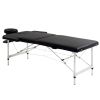 73" 2 Section Foldable Massage Table Professional Salon SPA Facial Couch Tatoo Bed w/ Carry Bag Black