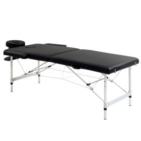 73" 2 Section Foldable Massage Table Professional Salon SPA Facial Couch Tatoo Bed w/ Carry Bag Black