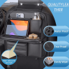 Premium PU Leather Car Back Seat Organizer, Multi-Pocket Auto Backseat Storage Bag with Mesh Pockets, Car Seat Back Hanging Organizer for Travel