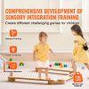 Balance Beam Stepping Stones, 3 PCS Wooden Toddler Balance Boards, Montessori Toy for Kids 2-6, Build Coordination and Gross Motor Skills