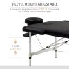 73" 2 Section Foldable Massage Table Professional Salon SPA Facial Couch Tatoo Bed w/ Carry Bag Black