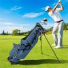 Blue Golf Stand Bag 3-Way Dividers Polyester Lightweight with 4 Zipper Pockets for Travel