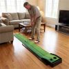 Indoor Golf Putting Mat with Ball Return Track 2 Hole Sizes Distance Markings 3 Balls Included