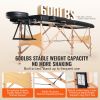 Portable Massage Table 24" W, 2 Folding Lightweight Massage Table, 8-Level Height Adjustable Salon Tattoo Bed, Spa Table with Headrest, Armrests