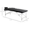 73" 2 Section Foldable Massage Table Professional Salon SPA Facial Couch Tatoo Bed w/ Carry Bag Black
