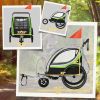 Kiddie Cruiser: 3-in-1 Emerald Bike Trailer, Stroller & Jogger with Safety Harnesses & Storage Galore