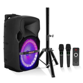 5 Core Party Speaker W Microphone 400W Big Rechargeable Bluetooth Loud PA DJ Karaoke System W Stand (Option: ACTIVEHOME102MIC)