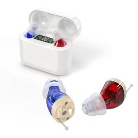 Cross-border Within The Ear Elderly Digital Hearing Aid Sound Amplifier Sound Collector Mobile Charging Warehouse (Option: Red And Blue White Warehouse-1pcs)